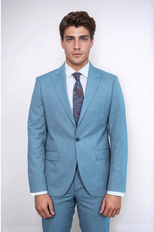 Patterned 2 Piece Slim Fit Oil Green Men SUITS