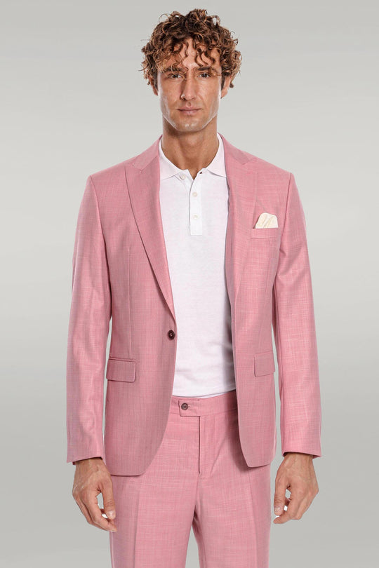 Patterned 2 Piece Slim Fit Pink Men Suit