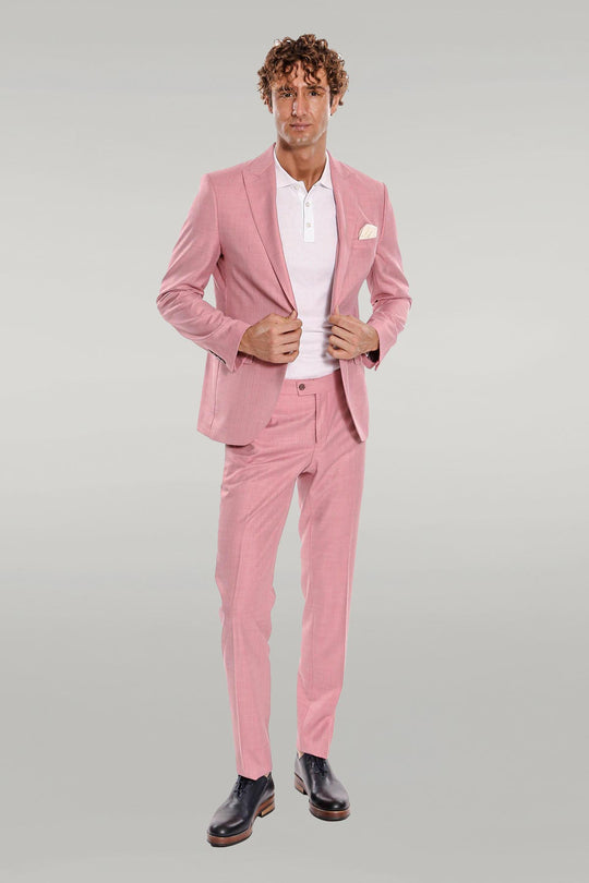 Patterned 2 Piece Slim Fit Pink Men Suit